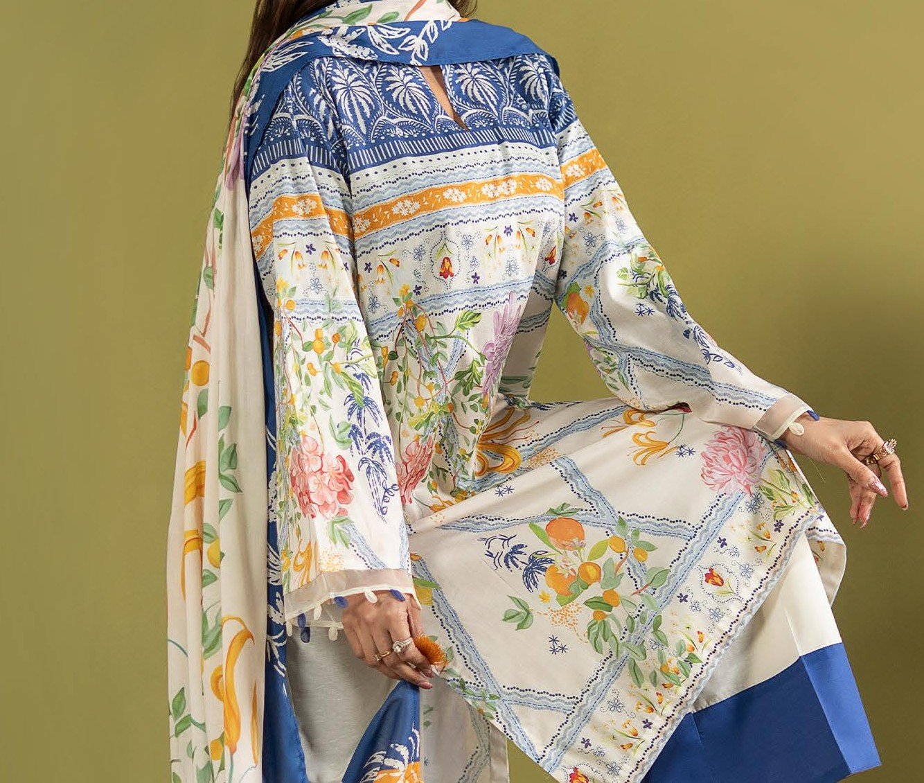 POPINN By GJ A-08 Luxury Summer Lawn 3 Piece Suit – Premium Digital Printed with Lawn Dupatta - Image 3