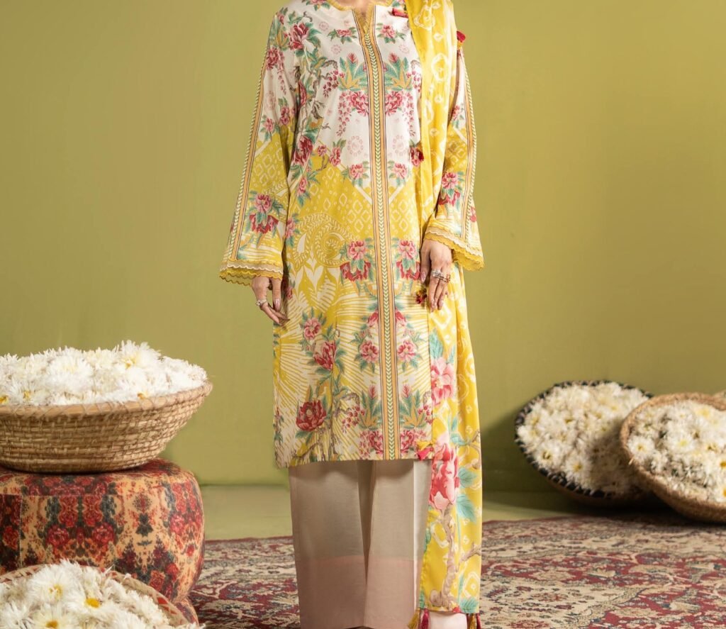 POPPIN By GJ 3 Piece Digital Printed Lawn Suit 2026 – Premium Pakistani Summer Collection (A-04)