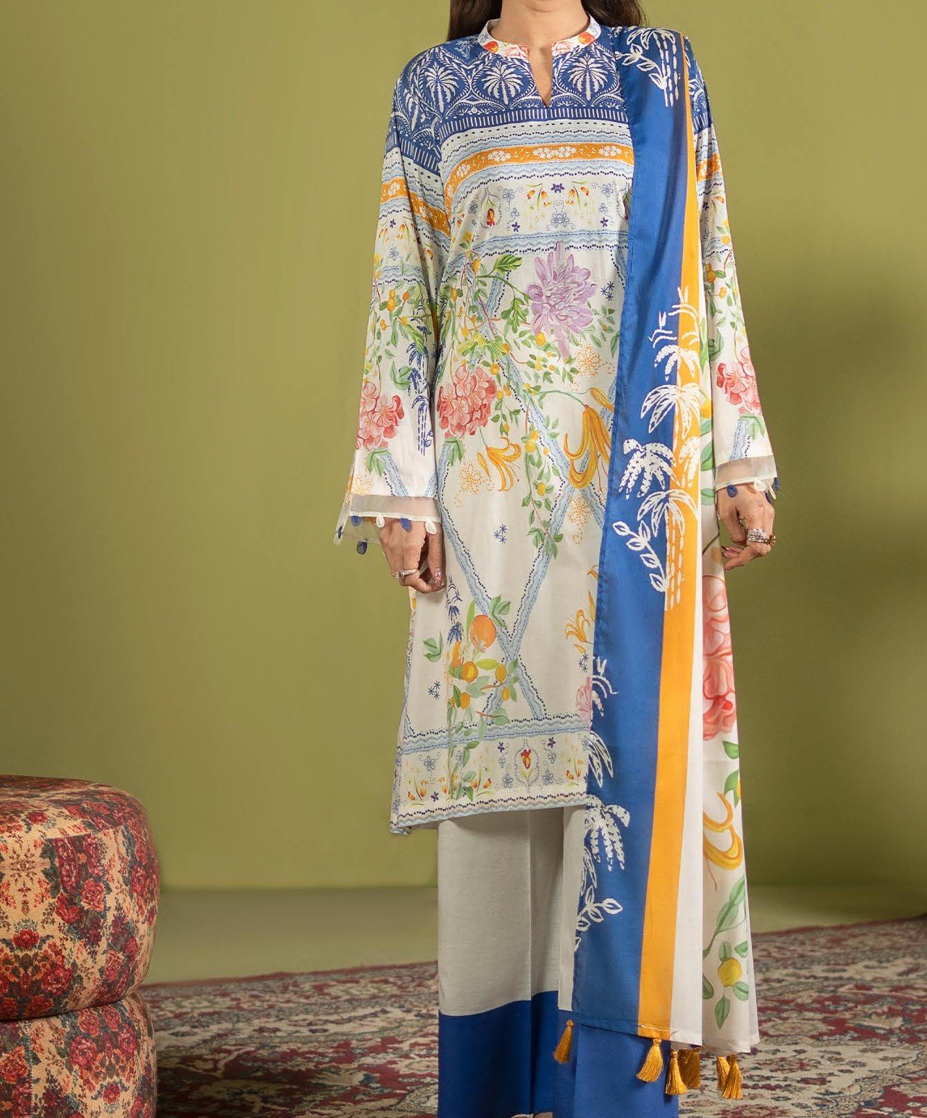 POPINN By GJ A-08 Luxury Summer Lawn 3 Piece Suit – Premium Digital Printed with Lawn Dupatta - Image 2