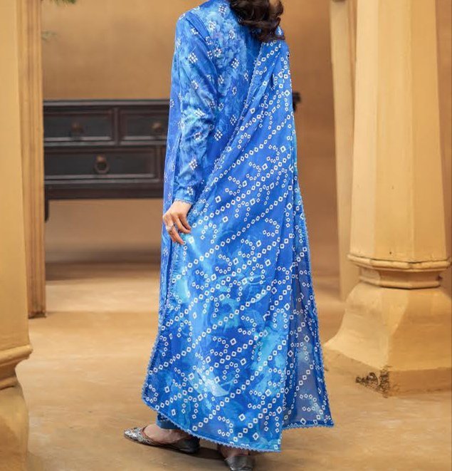 GULLBANO by Gull Jee 3 Piece Lawn Suit – Digital Chunri Print | Unstitched | Embroidered Neck - Image 4