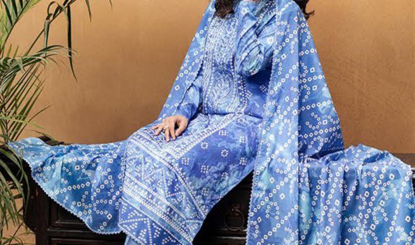 GULLBANO by Gull Jee 3 Piece Lawn Suit – Digital Chunri Print | Unstitched | Embroidered Neck - Image 2