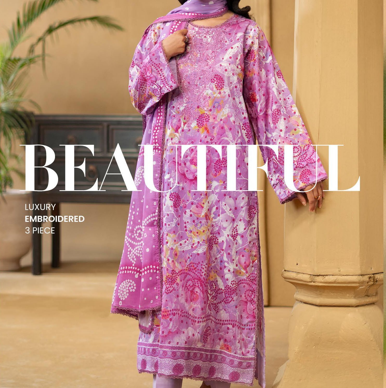 GULLBANO by Gull Jee 3 Piece Lawn Suit – Digital Chunri Print | Unstitched | Embroidered Neck - Image 3