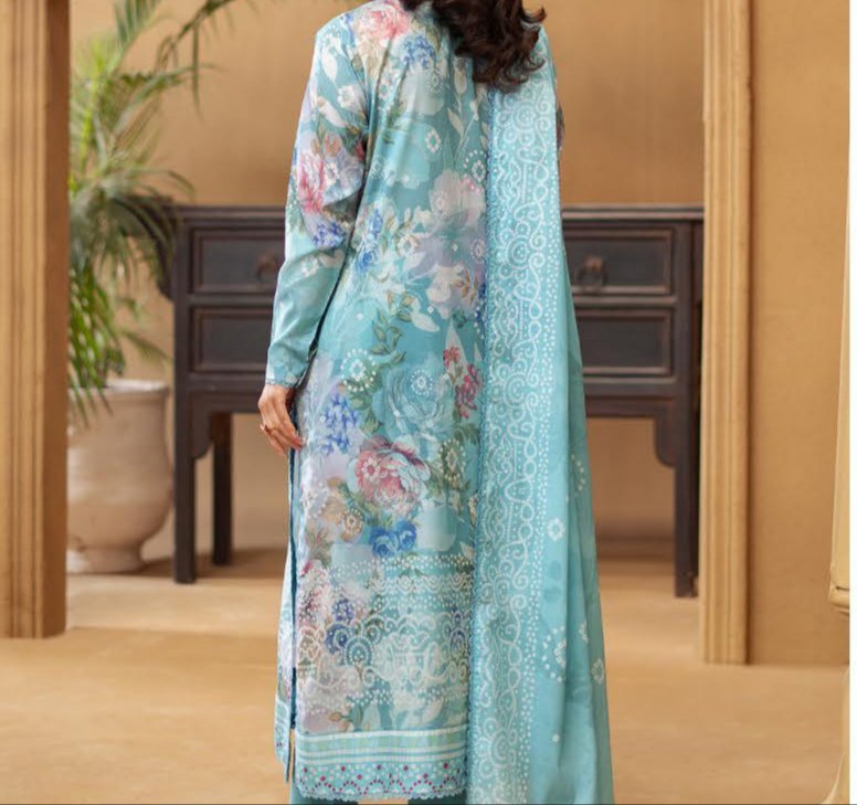 GULLBANO by Gull Jee 3 Piece Lawn Suit – Digital Chunri Print | Unstitched | Embroidered Neck - Image 2