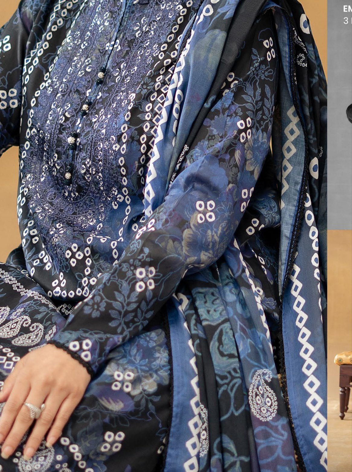GULLBANO by Gull Jee 3 Piece Lawn Suit – Digital Chunri Print | Unstitched | Embroidered Neck - Image 4