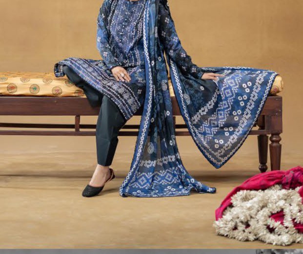 GULLBANO by Gull Jee 3 Piece Lawn Suit – Digital Chunri Print | Unstitched | Embroidered Neck - Image 2