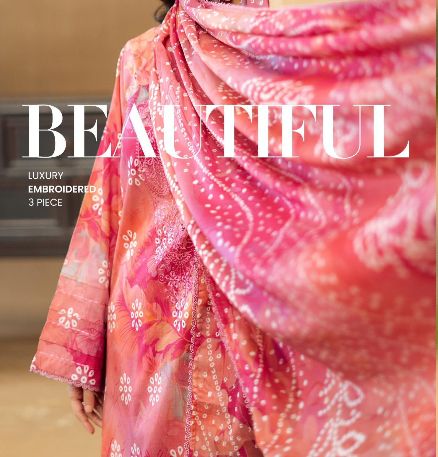 GULLBANO by Gull Jee 3 Piece Lawn Suit – Digital Chunri Print | Unstitched | Embroidered Neck - Image 2
