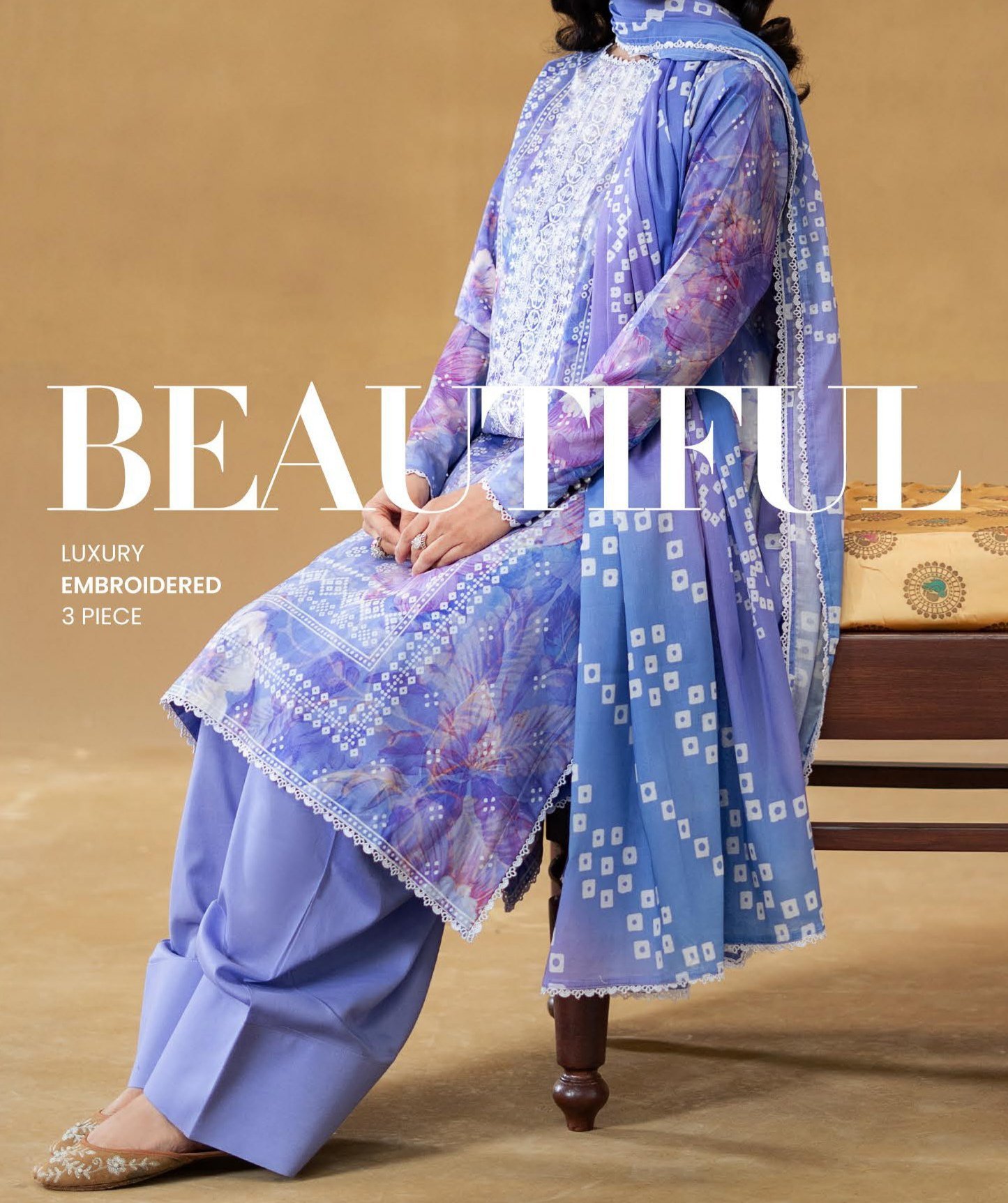 GULLBANO by Gull Jee 3 Piece Lawn Suit – Digital Chunri Print | Unstitched | Embroidered Neck - Image 2