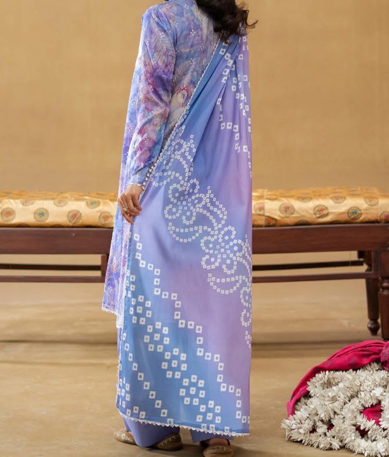 GULLBANO by Gull Jee 3 Piece Lawn Suit – Digital Chunri Print | Unstitched | Embroidered Neck - Image 3