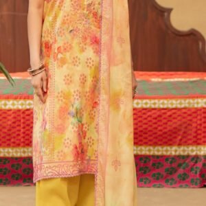 GULLBANO | 3 Piece Digital Printed Lawn Suit – Unstitched | Embroidered Neck Summer Collection