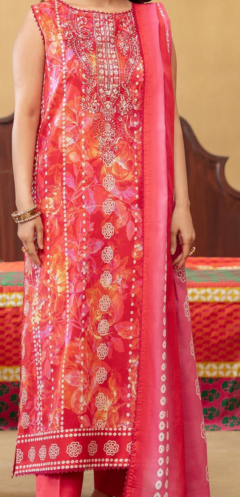 GULLBANO |3 Piece Digital Printed Lawn Suit – Unstitched | Embroidered Neck Summer Collection - Image 3