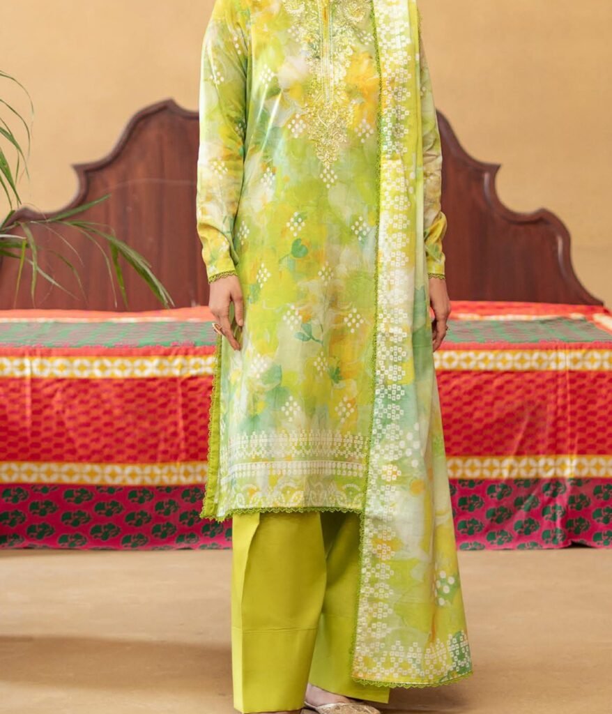 GULLBANO | Digital Printed Lawn Suit – Unstitched  | Embroidered Neck | Summer Lawn Collection