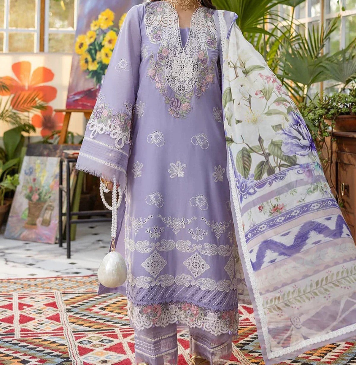 Elaf Inspired Summer Lawn Suit 2026 – 3 Piece Embroidered Dress with Chiffon Dupatta - Image 2