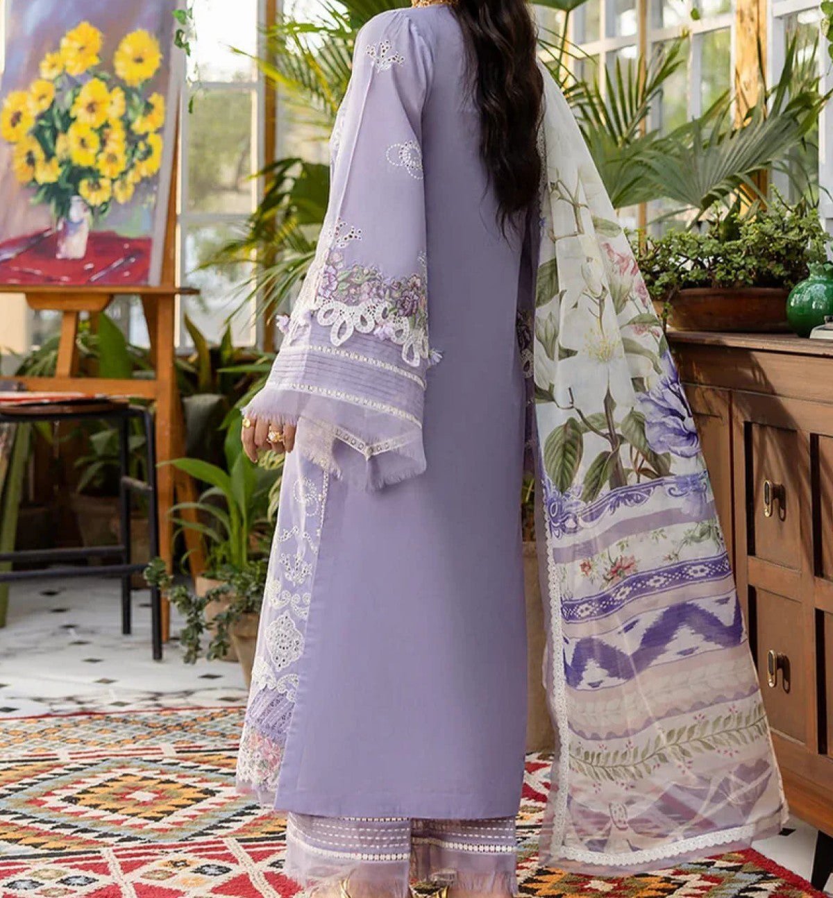 Elaf Inspired Summer Lawn Suit 2026 – 3 Piece Embroidered Dress with Chiffon Dupatta - Image 3