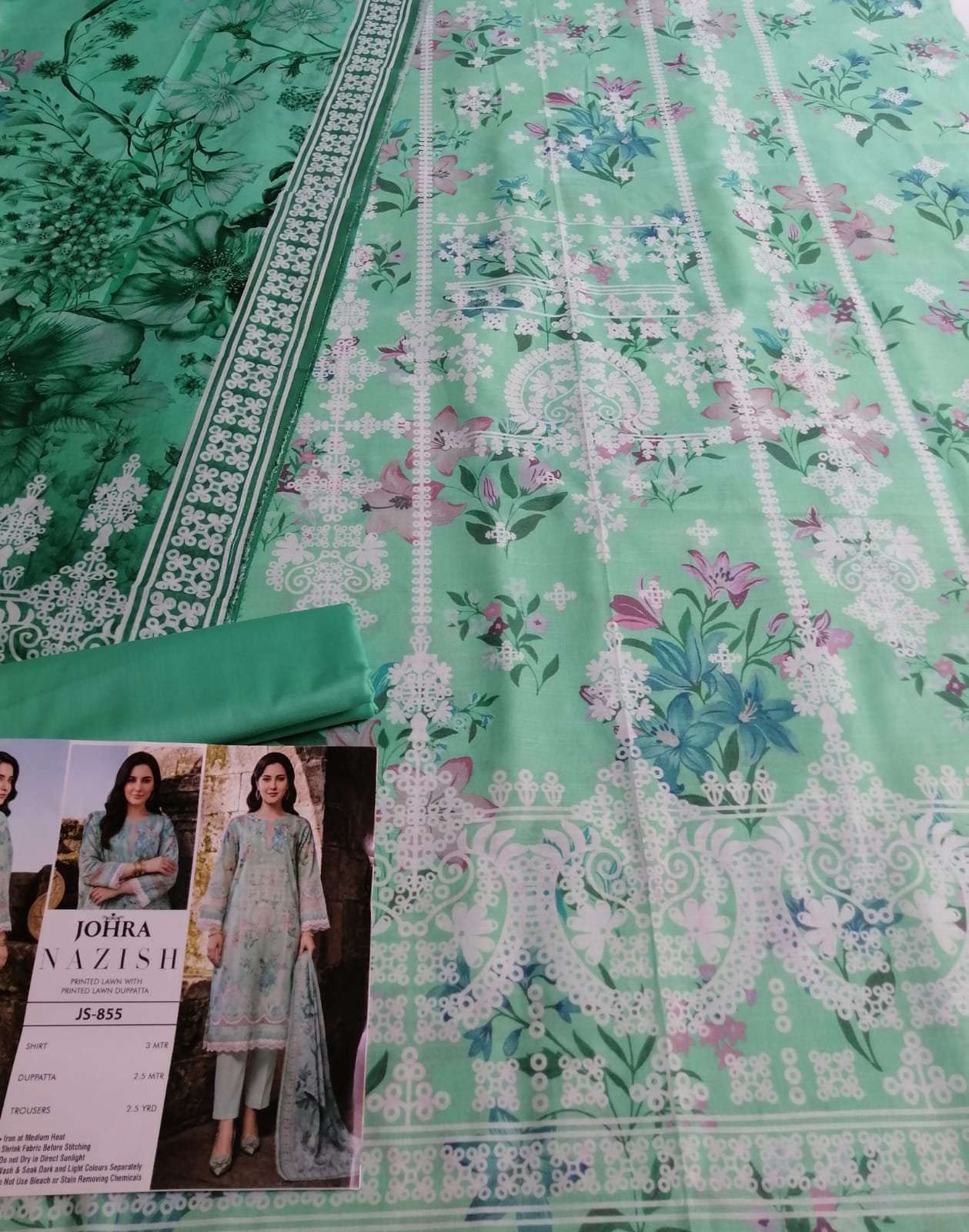 Nazish by Johra Digital Printed Lawn 3PC Unstitched Suit | Premium Summer Collection - Image 2